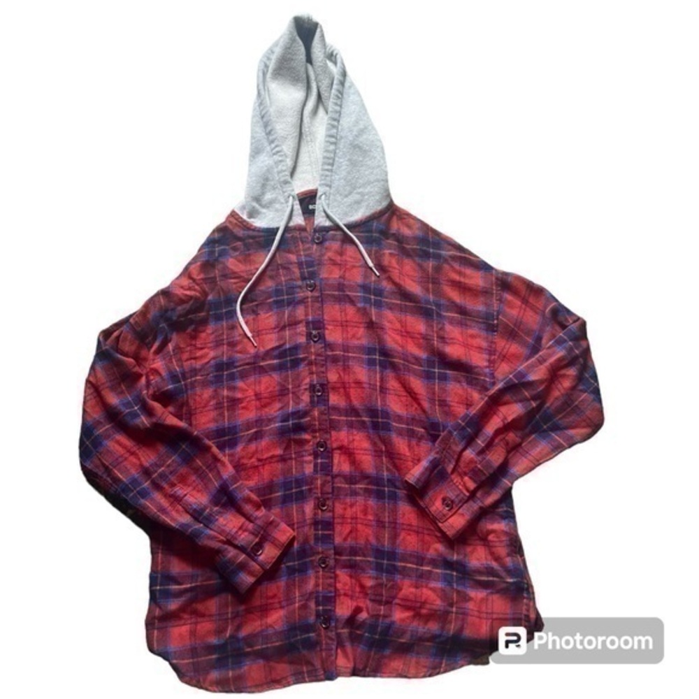 Men’s BDG Urban Outfitters plaid button down hoodie sweatshirt
